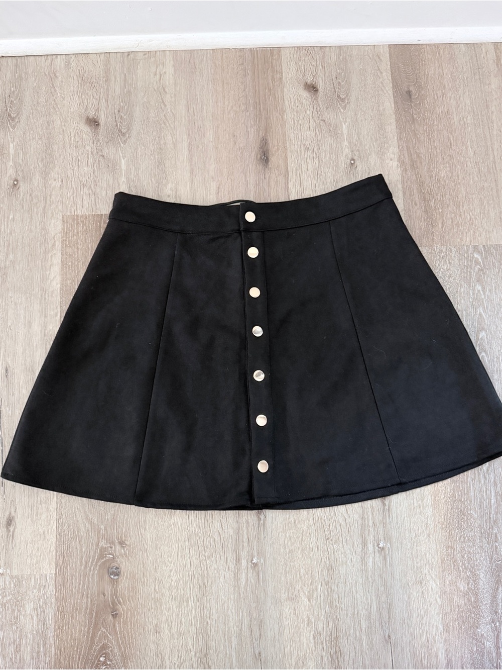 Classic Black Button-Front A-Line Skirt